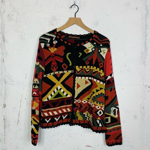 Peruvian Connection Vivid Art Insect Aztec Cardigan Sweater,New Products : American Fashion Style Bags On Sale